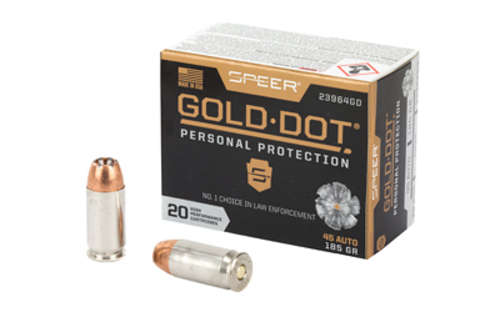 Ammunition Speer Ammunition Speer Gold Dot 45ACP SPR GOLD DOT 45ACP 185GR HP 20/200 • Model: Speer Gold Dot